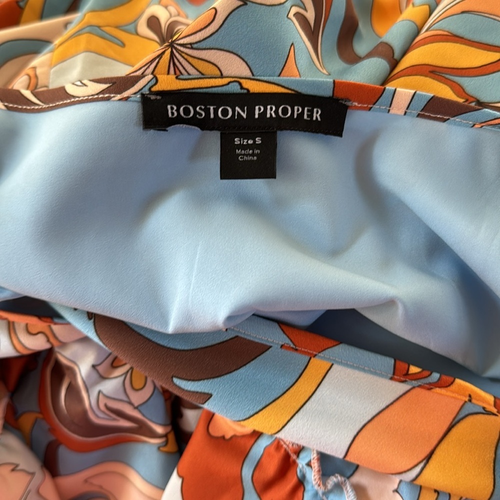 Boston Proper‎ Printed Tiered Midi Multi Color V-Neck Sleeveless Dress Size S - Picture 11 of 12